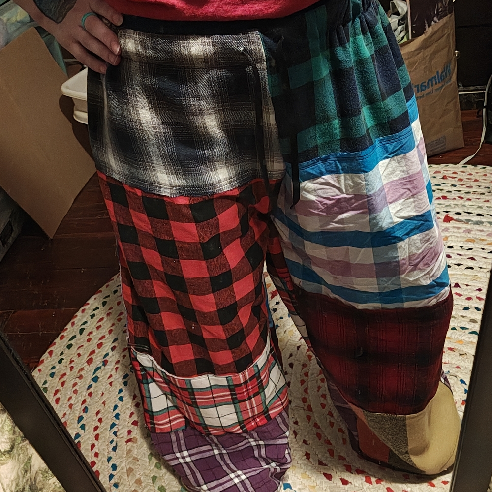 Patchwork Pants Women's Small Plaid Handmade Pants From Thrifted Clothes